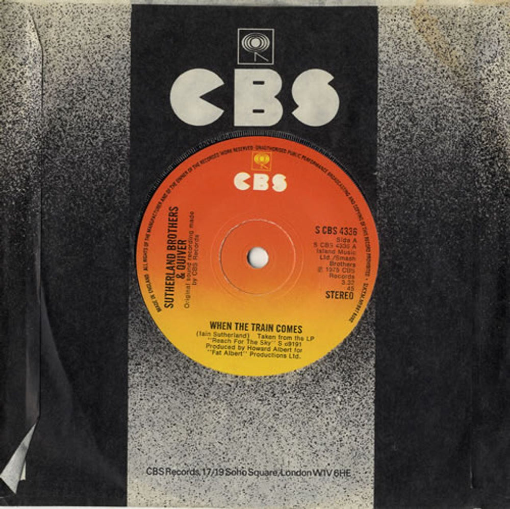 The Sutherland Brothers & Quiver When The Train Comes UK 7" vinyl single (7 inch record / 45) SCBS4336