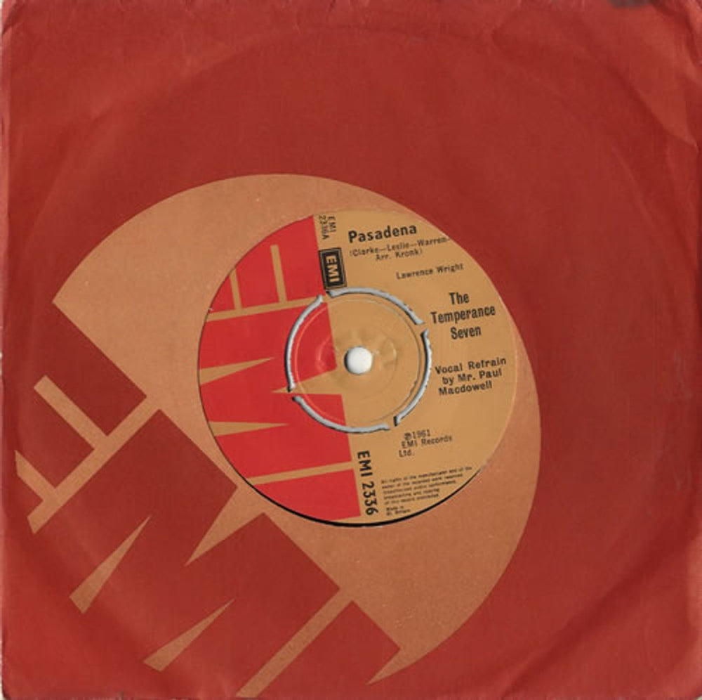 The Temperance Seven Pasadena UK 7" vinyl single (7 inch record / 45) EMI2336