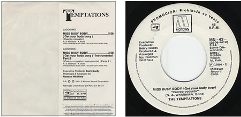 The Temptations Cuerpo Coqueto - Miss Busy Body [Get Your Body Busy] Mexican Promo 7" vinyl single (7 inch record / 45) TEM07CU244152