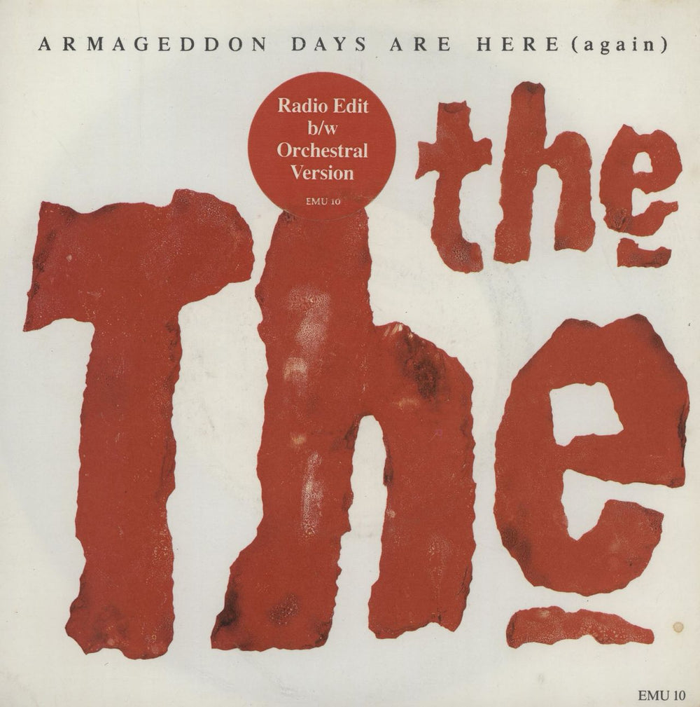 The The Armageddon Days Are Here [Again] - Stickered UK 7" vinyl single (7 inch record / 45) EMU10