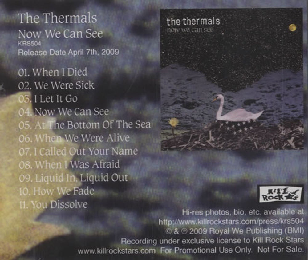 The Thermals Now We Can See US Promo CD album (CDLP) HETCDNO469946