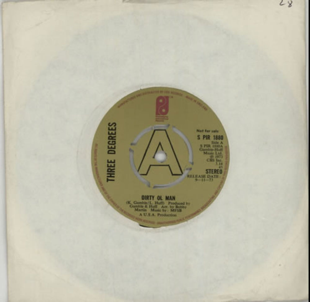 The Three Degrees Dirty Ol Man - 'A' Label UK 7" vinyl single (7 inch record / 45) SPIR1880