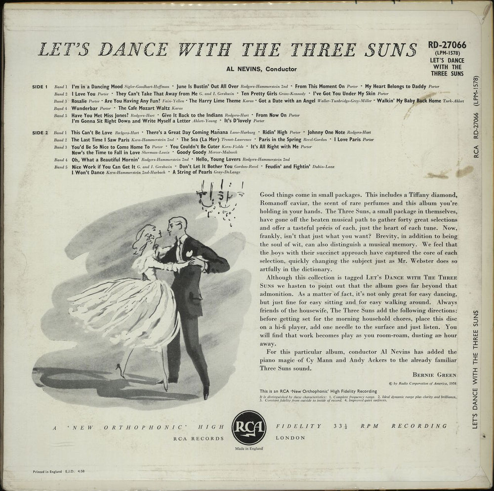 The Three Suns Let's Dance With The Three Suns UK vinyl LP album (LP record) WX5LPLE661008