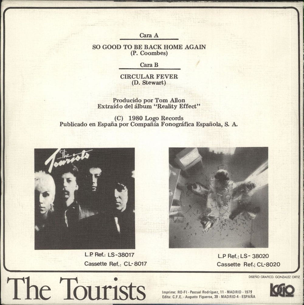 The Tourists Que Bueno Es Volver A Casa Spanish Promo 7" vinyl single (7 inch record / 45)