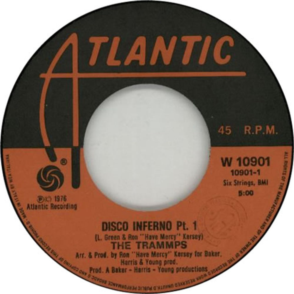 The Trammps Disco Inferno Italian 7" vinyl single (7 inch record / 45) PMM07DI607633