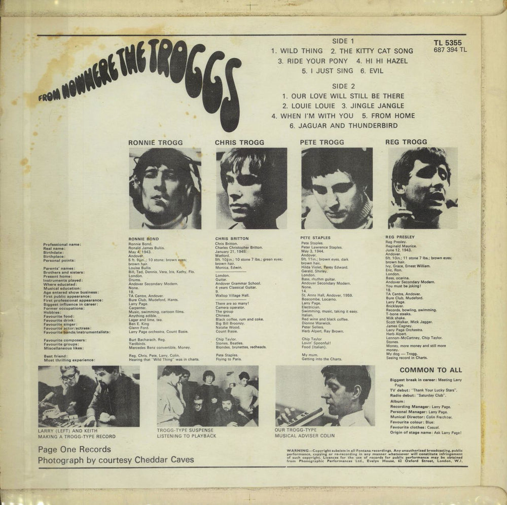 The Troggs From Nowhere... - VG UK vinyl LP album (LP record)