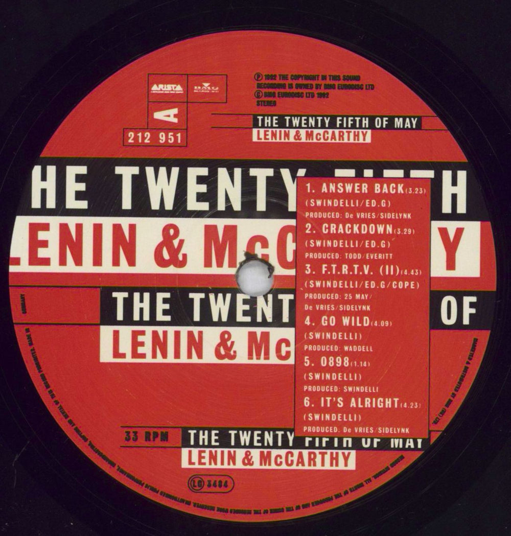 The Twenty Fifth Of May Lenin & McCarthy UK vinyl LP album (LP record) 6LILPLE828550