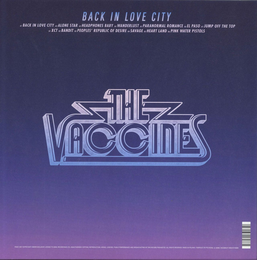 The Vaccines Back In Love City UK vinyl LP album (LP record) 5056167160885