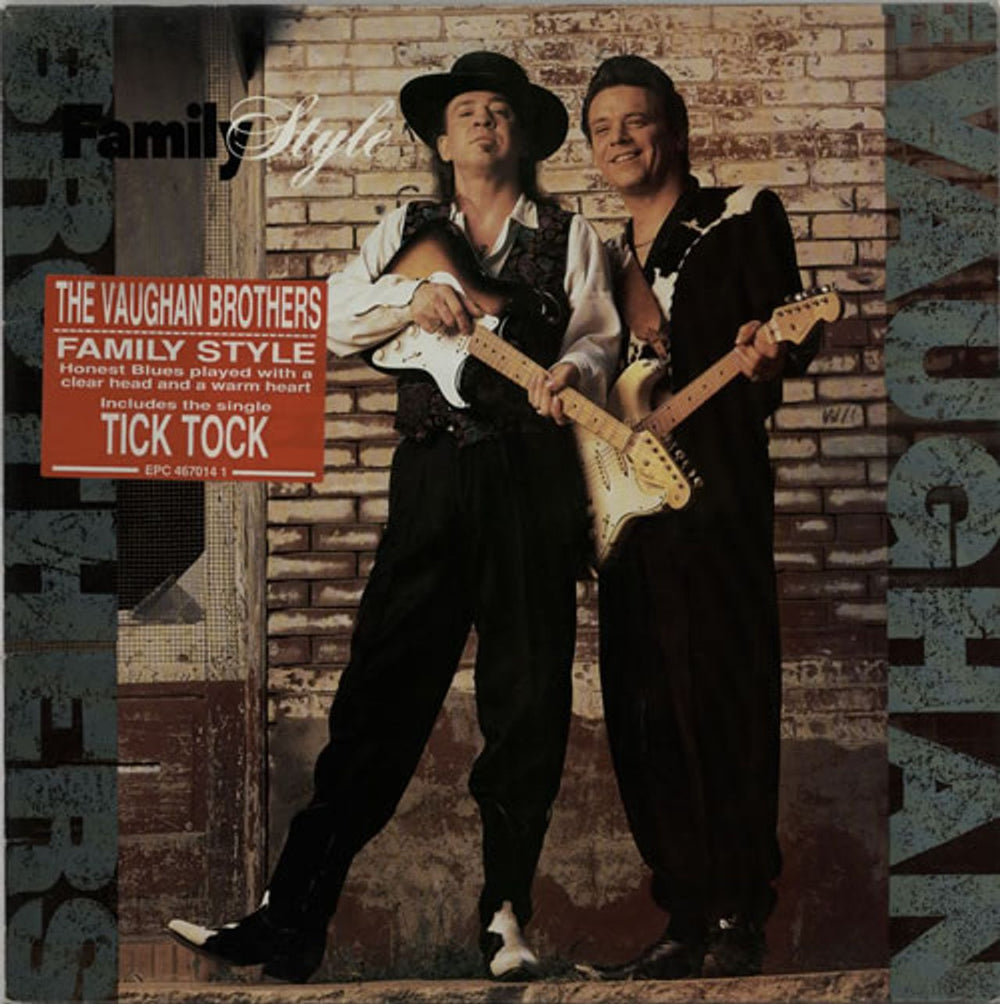 The Vaughan Brothers Family Style - Hype Stickered UK vinyl LP album (LP record) 4670141