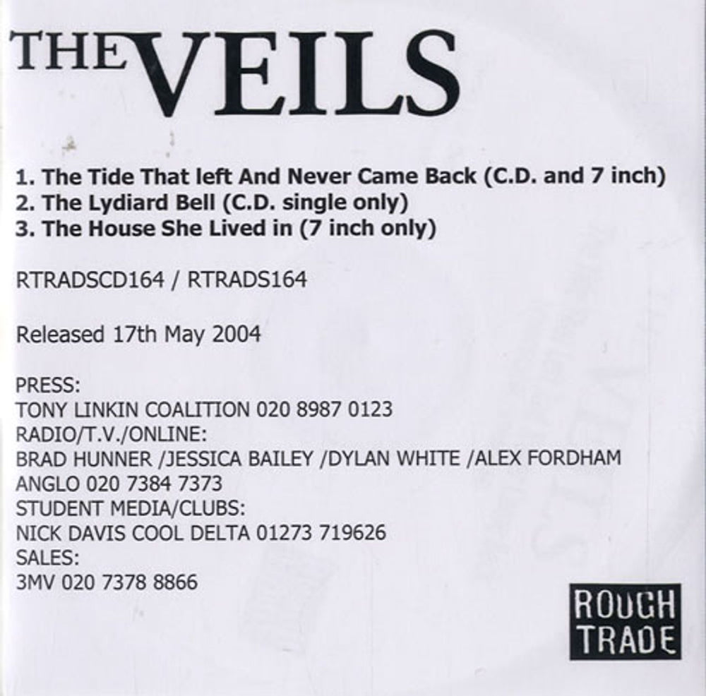 The Veils The Tide That Left And Never Came Back UK Promo CD-R acetate CD-R ACETATE