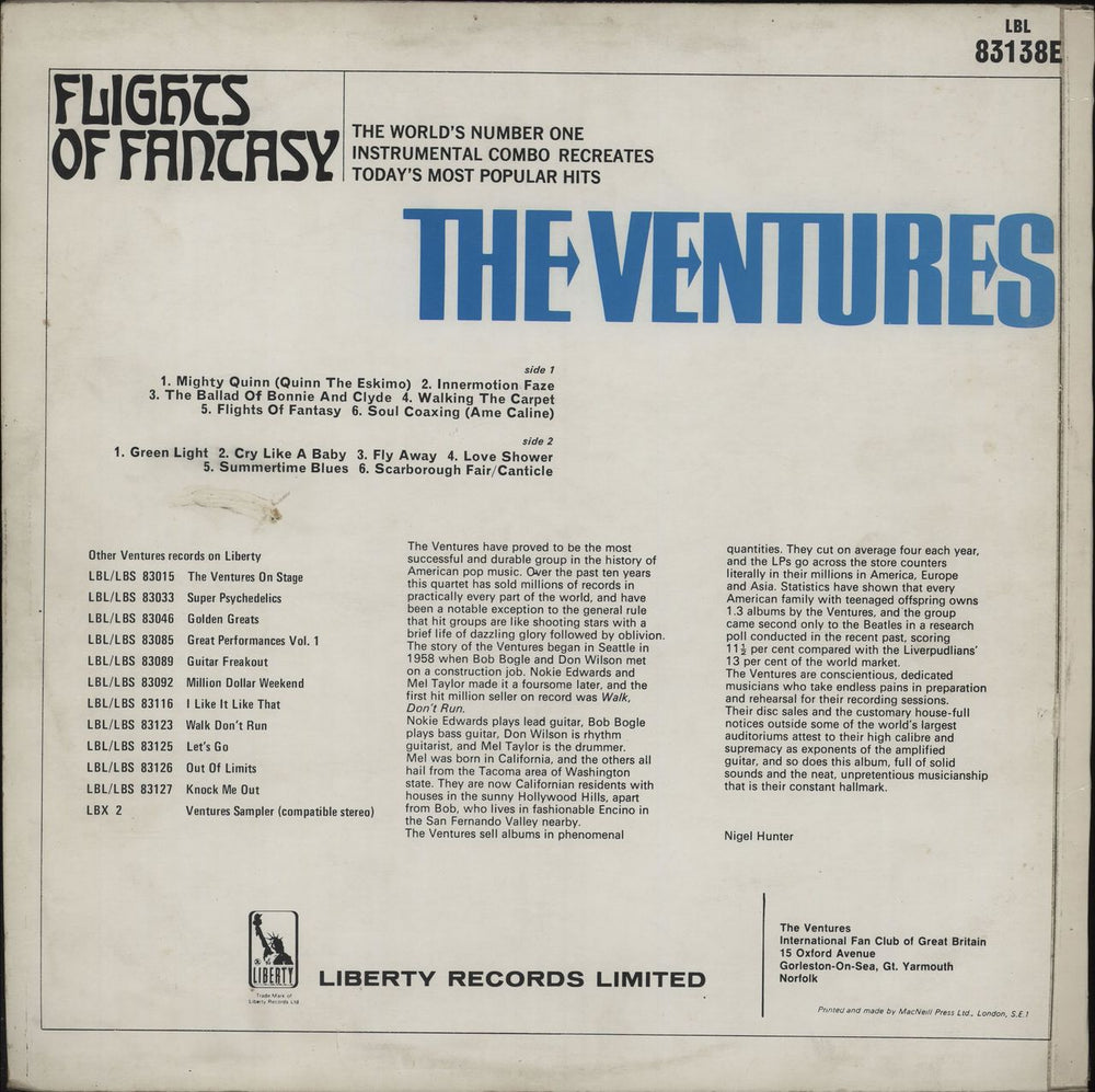 The Ventures Flights Of Fantasy UK vinyl LP album (LP record) VENLPFL688459