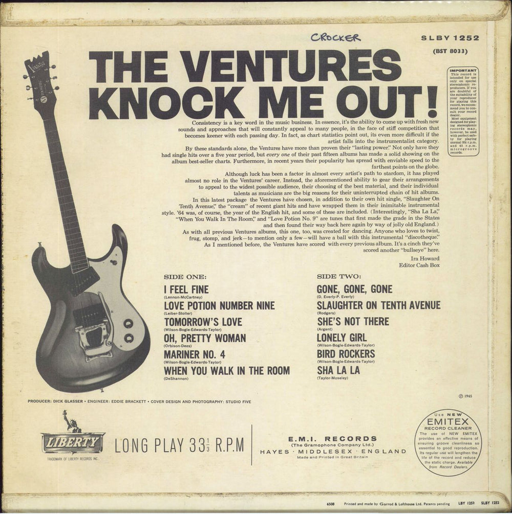 The Ventures Knock Me Out! UK vinyl LP album (LP record)