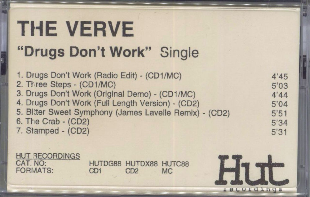 The Verve Drugs Don't Work UK Promo cassette single HUTC88