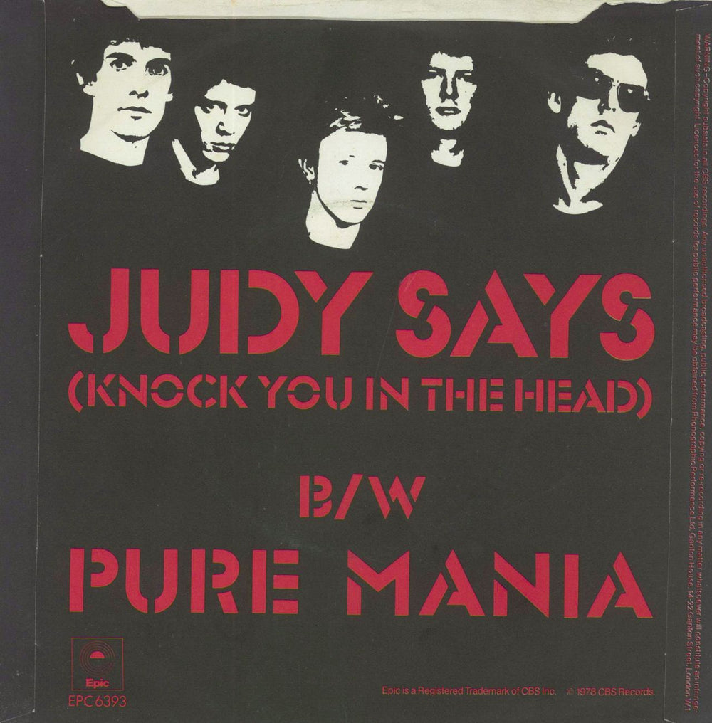 The Vibrators Judy Says (Knock You In The Head) + Picture Sleeve UK 7" vinyl single (7 inch record / 45)