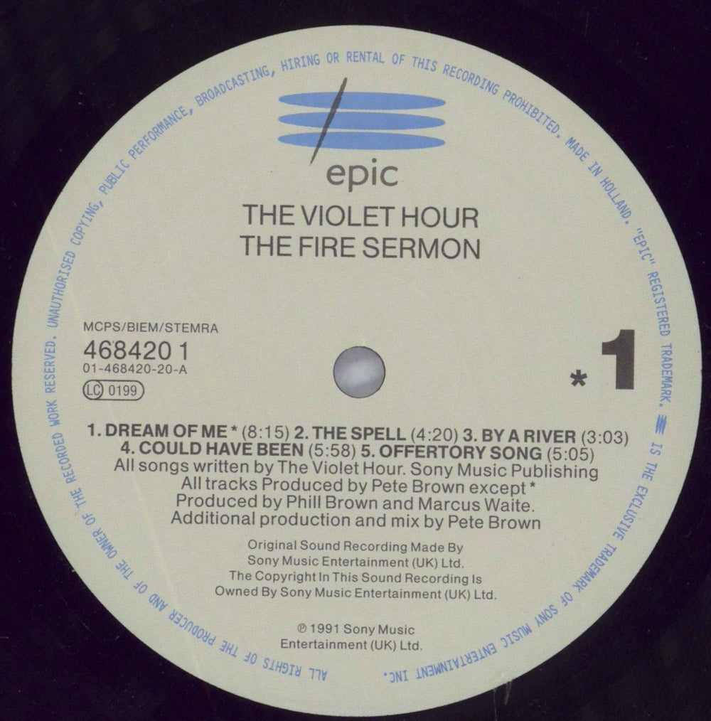 The Violet Hour The Fire Sermon Dutch vinyl LP album (LP record) U9ELPTH823104