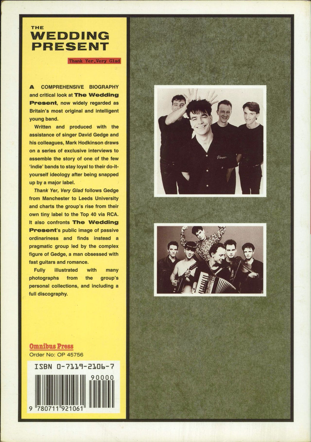 The Wedding Present Thank Yer, Very Glad UK book 9780711921061