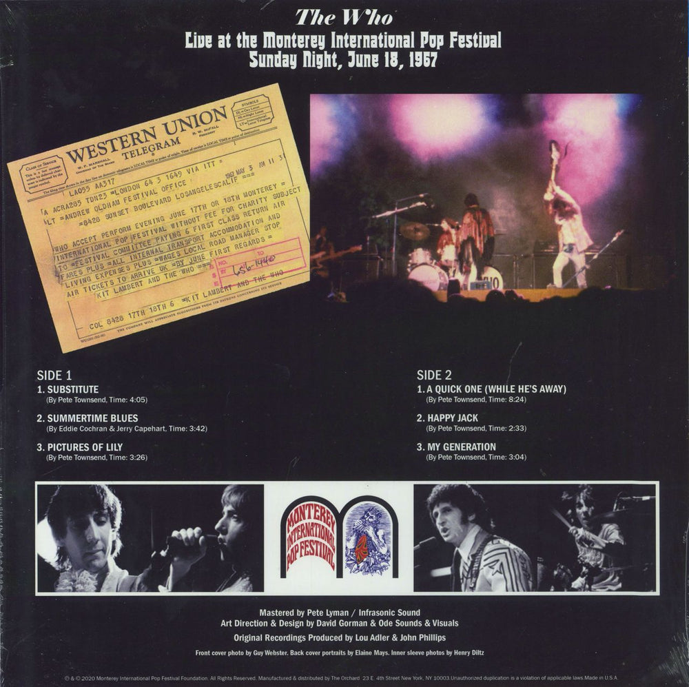 The Who A Quick Live One - RSD 2020 US 12" vinyl single (12 inch record / Maxi-single) 194491663711