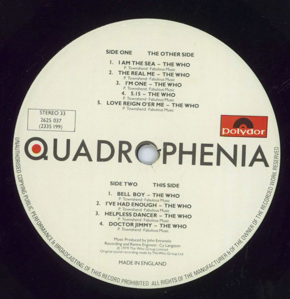 The Who Quadrophenia - EX -deletion UK 2-LP vinyl record set (Double LP Album) WHO2LQU819427