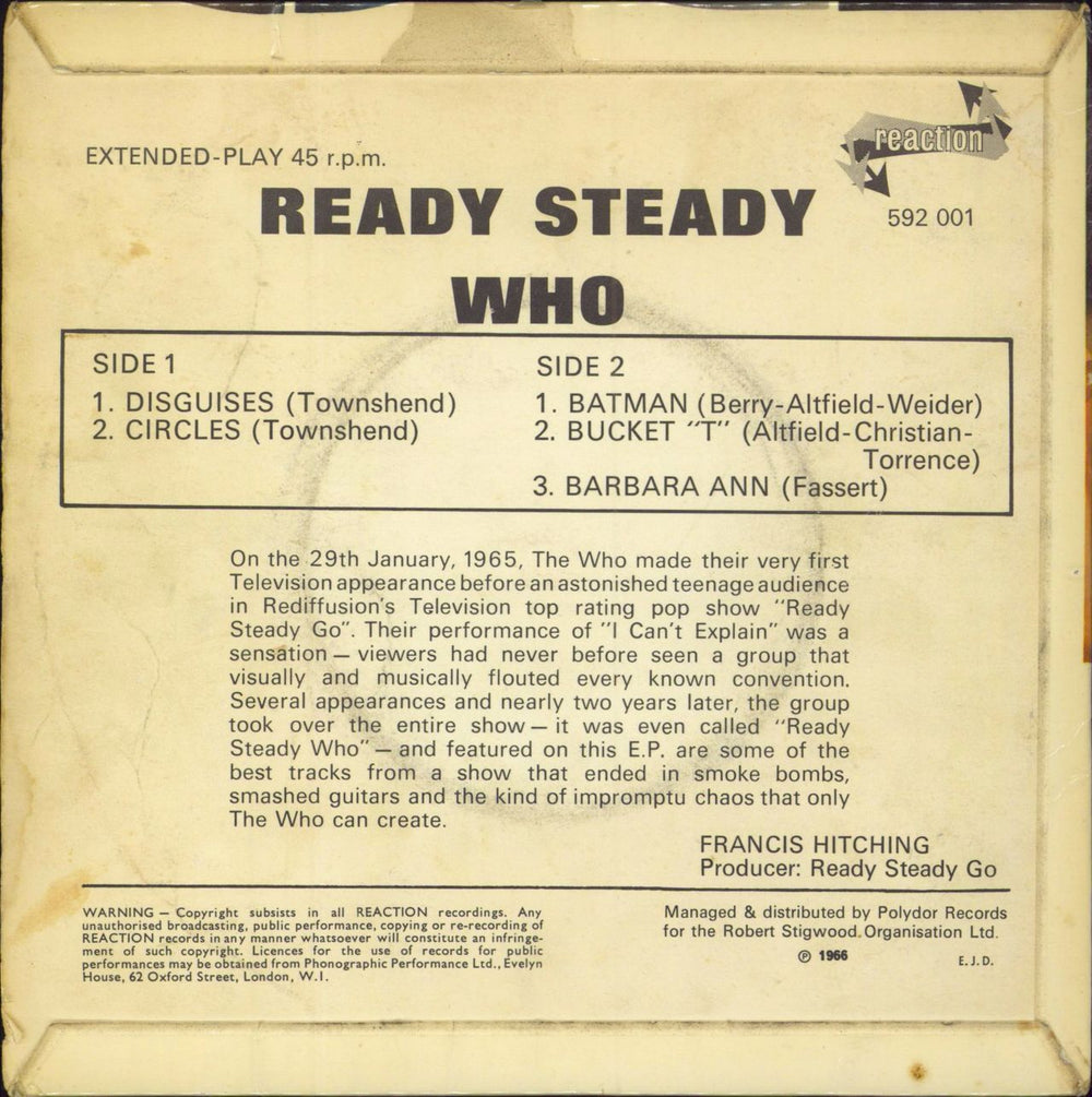 The Who Ready Steady Who EP - 1st - 3pr - VG UK 7" vinyl single (7 inch record / 45)