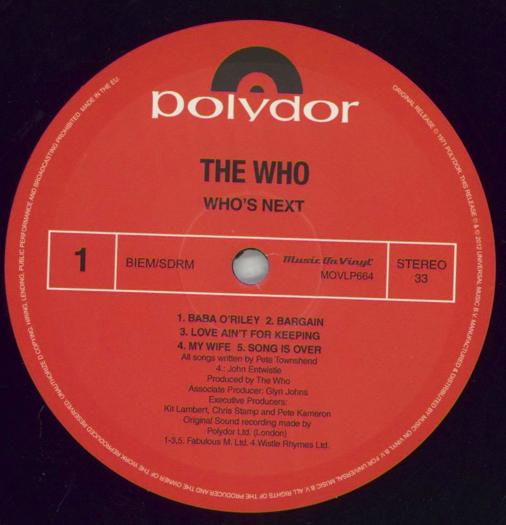 The Who Who's Next - 180 Gram Vinyl UK vinyl LP album (LP record) WHOLPWH827546