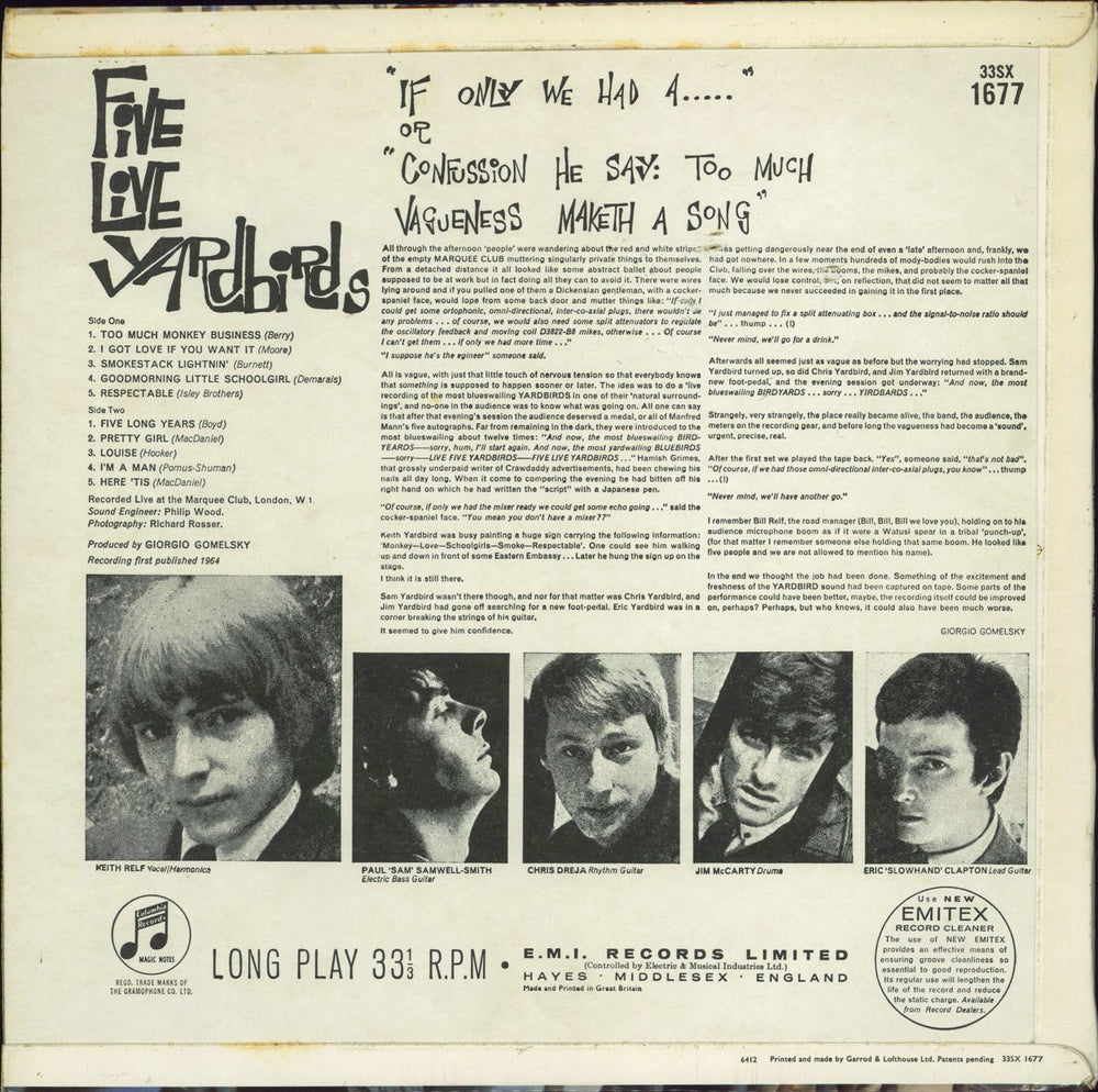 The Yardbirds Five Live Yardbirds - 2nd UK vinyl LP album (LP record)