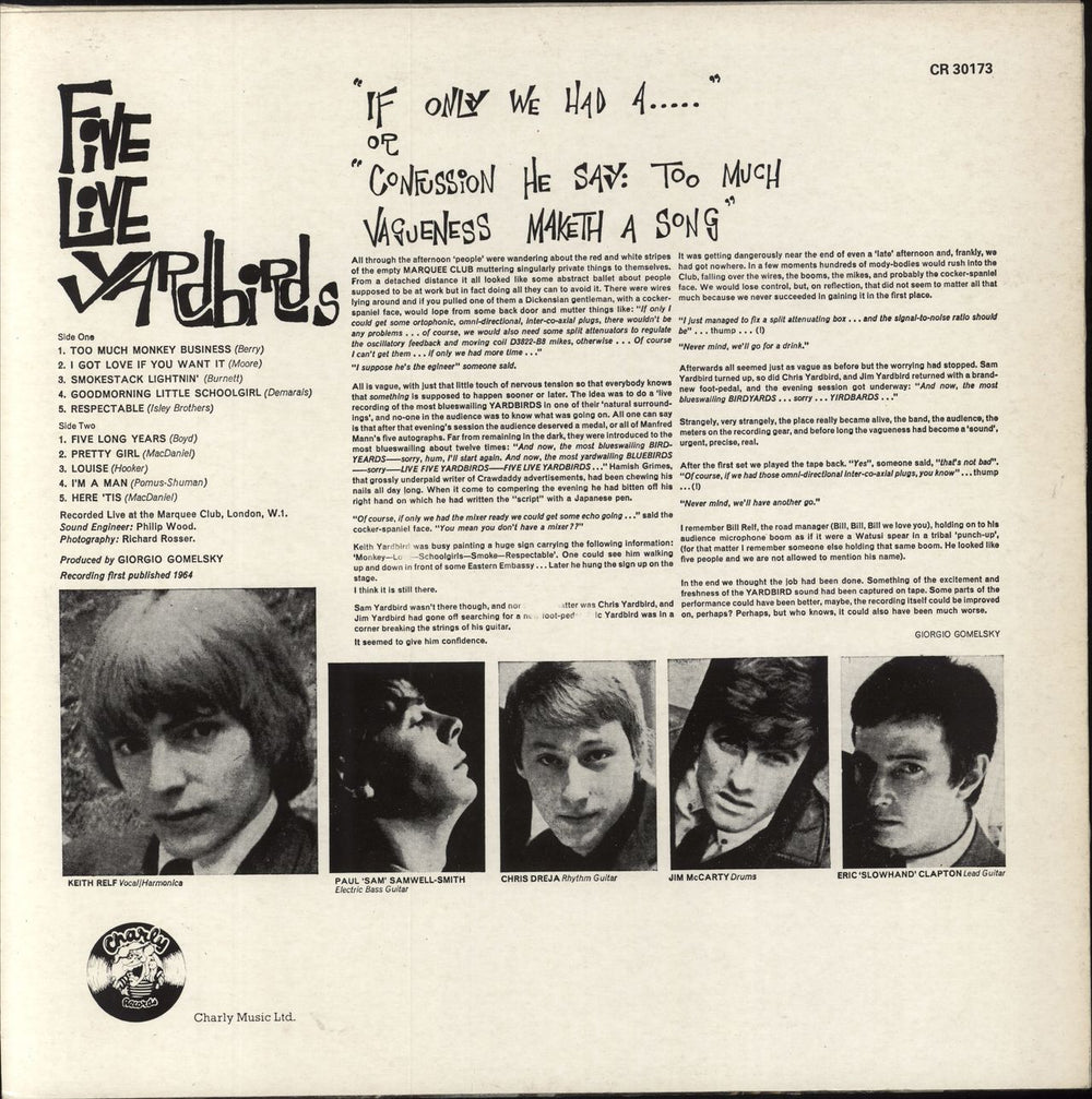 The Yardbirds Five Live Yardbirds - EX UK vinyl LP album (LP record)