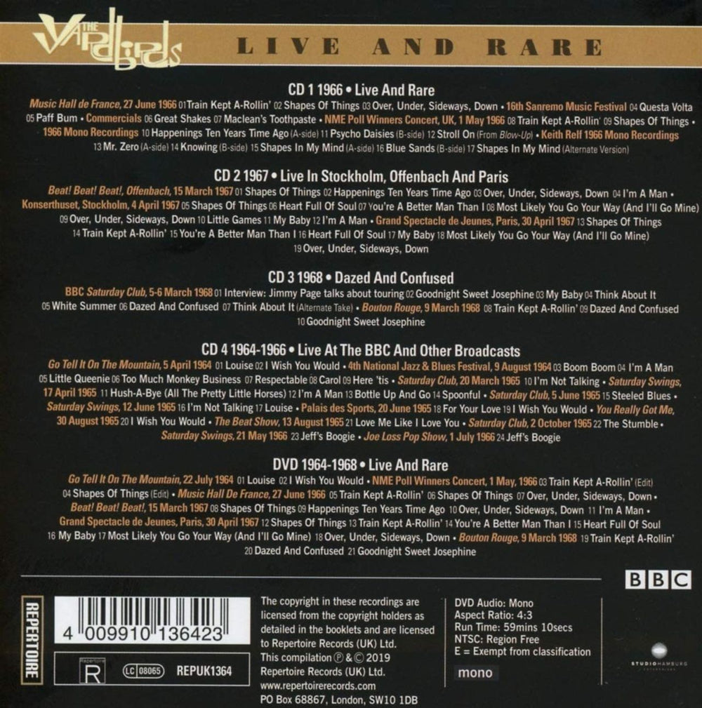 The Yardbirds Live And Rare - Sealed UK CD Album Box Set YDBDXLI804922