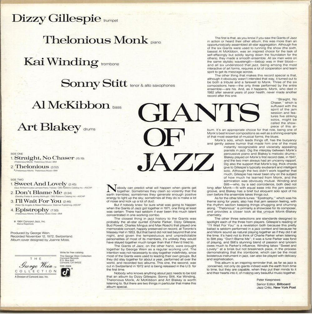 Thelonious Monk Giants Of Jazz US vinyl LP album (LP record)