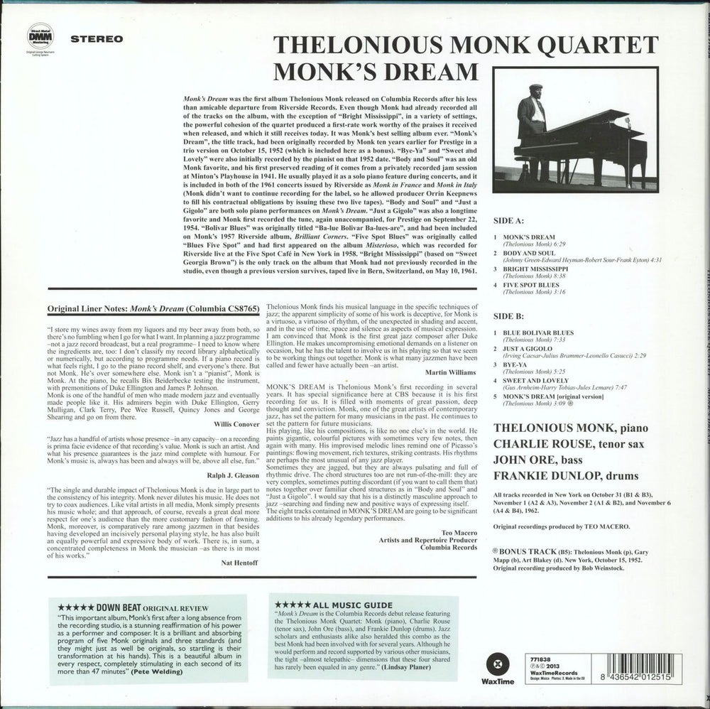 Thelonious Monk Monk's Dream - 180gm UK vinyl LP album (LP record) 8436542012515