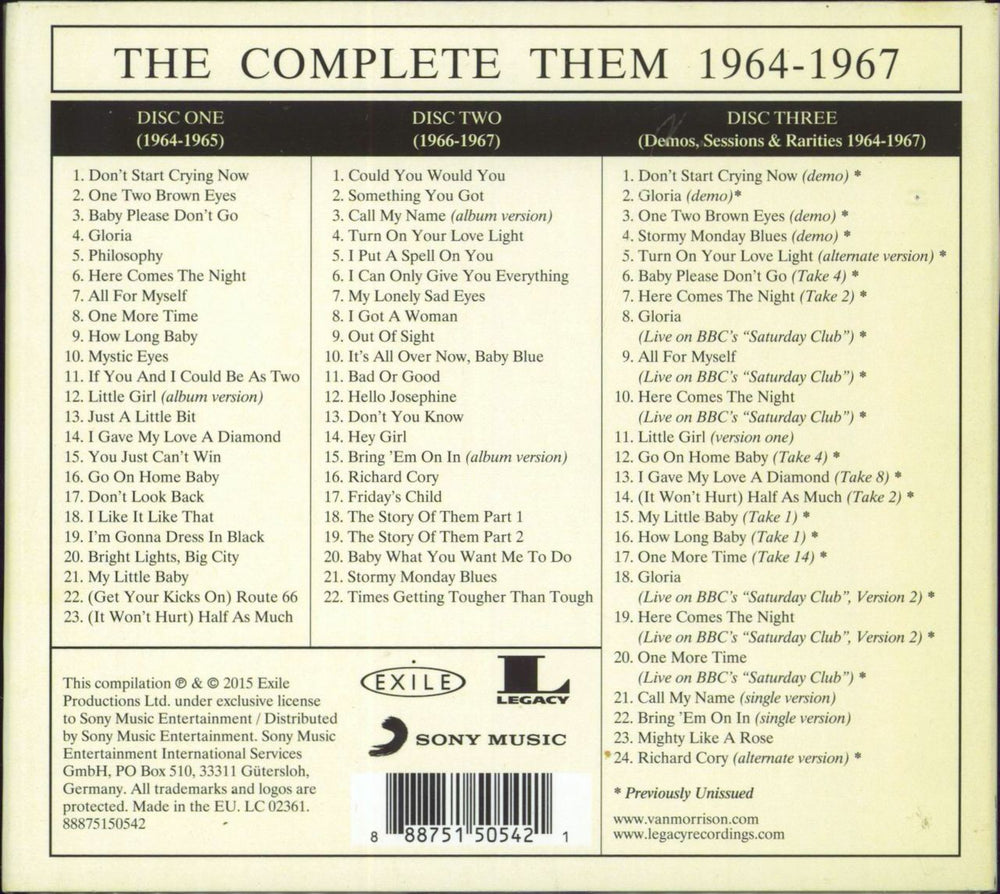 Them The Complete Them 1964-1967 UK 3-CD album set (Triple CD) 888751505421