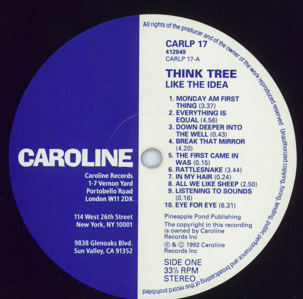 Think Tree Like The Idea UK vinyl LP album (LP record) 6HTLPLI828549