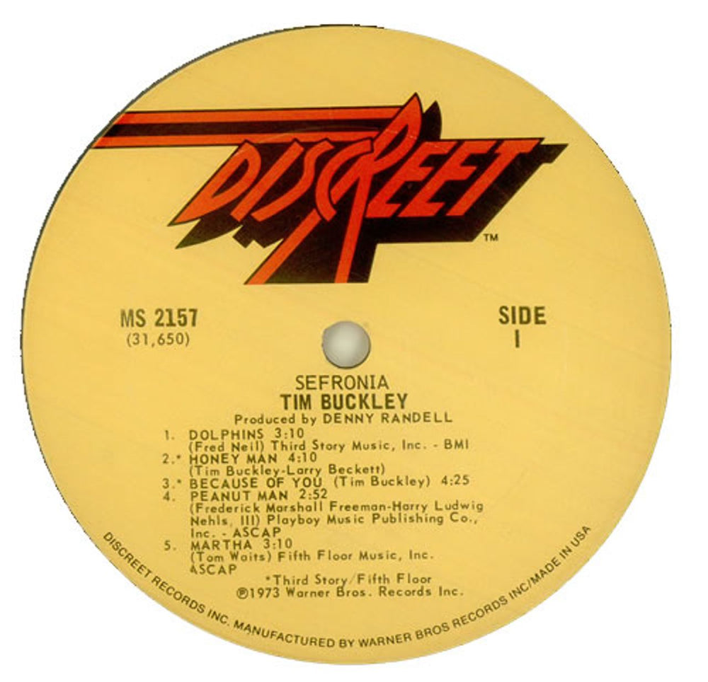 Tim Buckley Sefronia US vinyl LP album (LP record) TBKLPSE448975