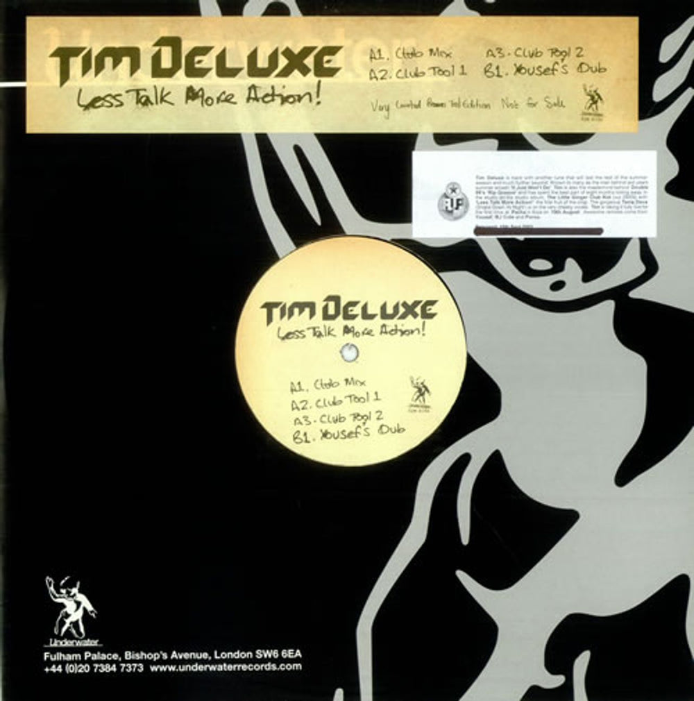 Tim Deluxe Less Talk More Action! UK Promo 12" vinyl single (12 inch record / Maxi-single) H20028