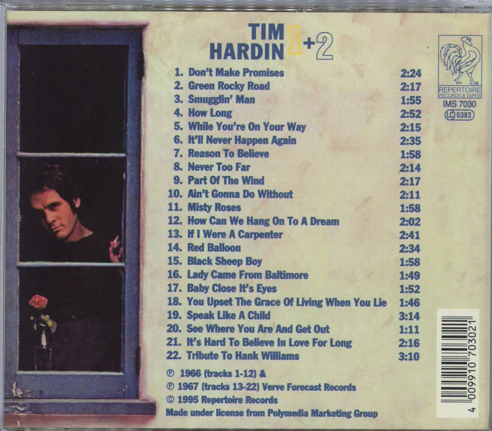 Tim Hardin Tim Hardin 1+2 German CD album (CDLP)