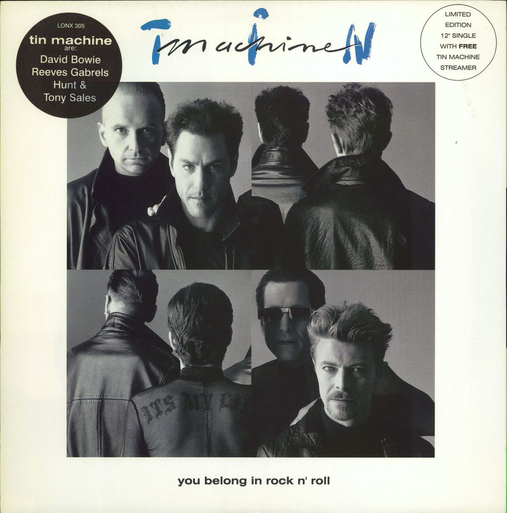 Tin Machine You Belong In Rock N' Roll + Streamer UK 12" vinyl single (12 inch record / Maxi-single) LONX305