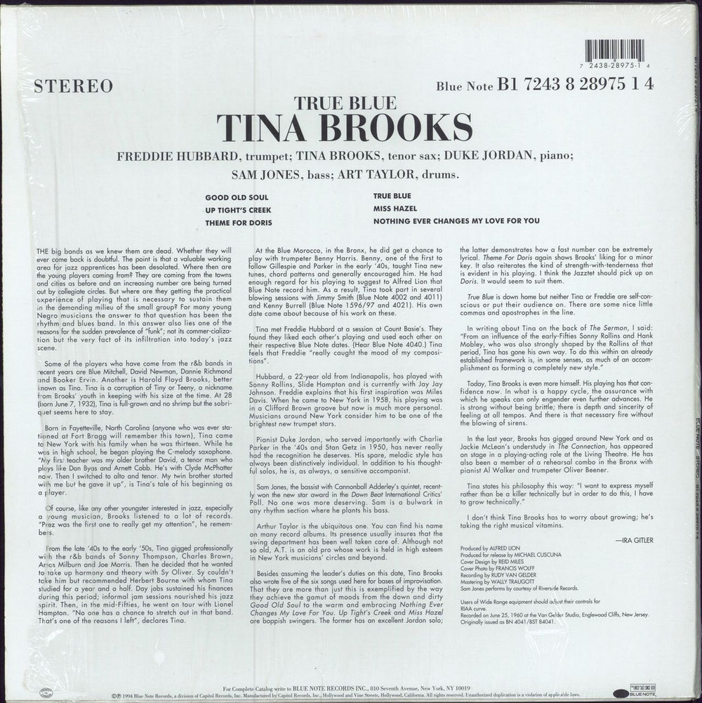 Tina Brooks True Blue - 180gm US vinyl LP album (LP record)