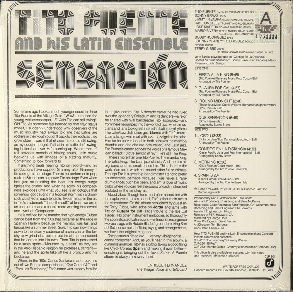 Tito Puente Sensacion - shrink US vinyl LP album (LP record)