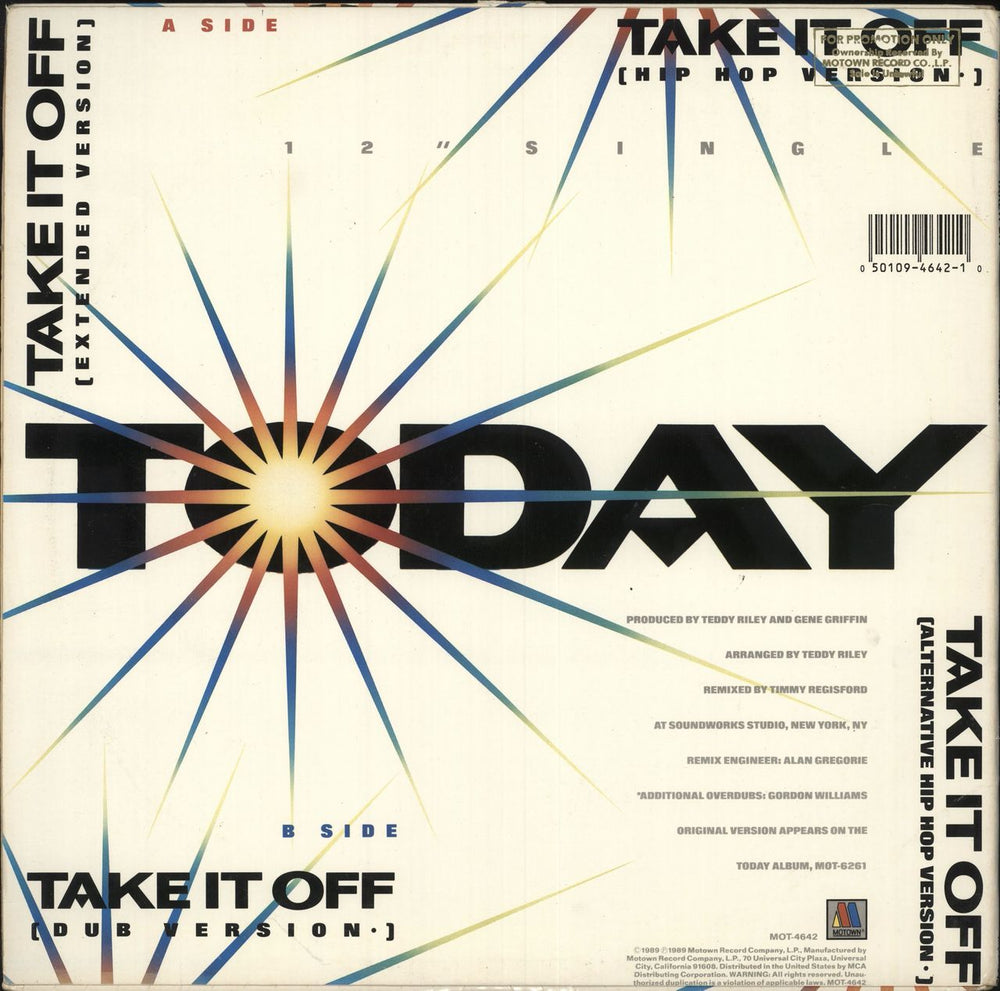 Today Take It Off UK 12" vinyl single (12 inch record / Maxi-single) 050109464210