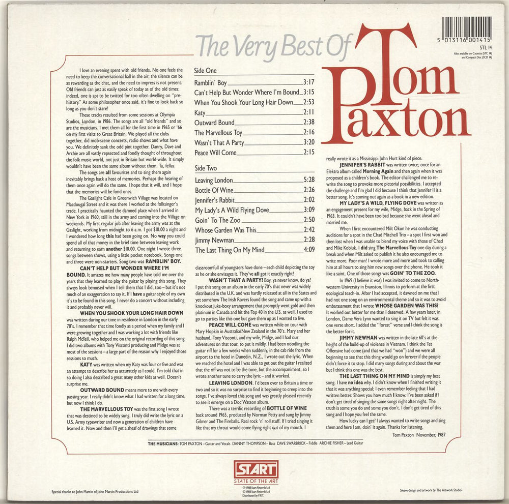 Tom Paxton The Very Best Of - Autographed UK vinyl LP album (LP record) 5013116001415