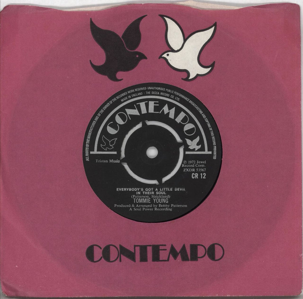 Tommie Young Everybody's Got A Little Devil In Their Soul UK 7" vinyl single (7 inch record / 45) CR12