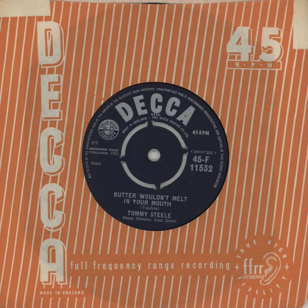 Tommy Steele Butter Wouldn't Melt In Your Mouth UK 7" vinyl single (7 inch record / 45) 45-F11532