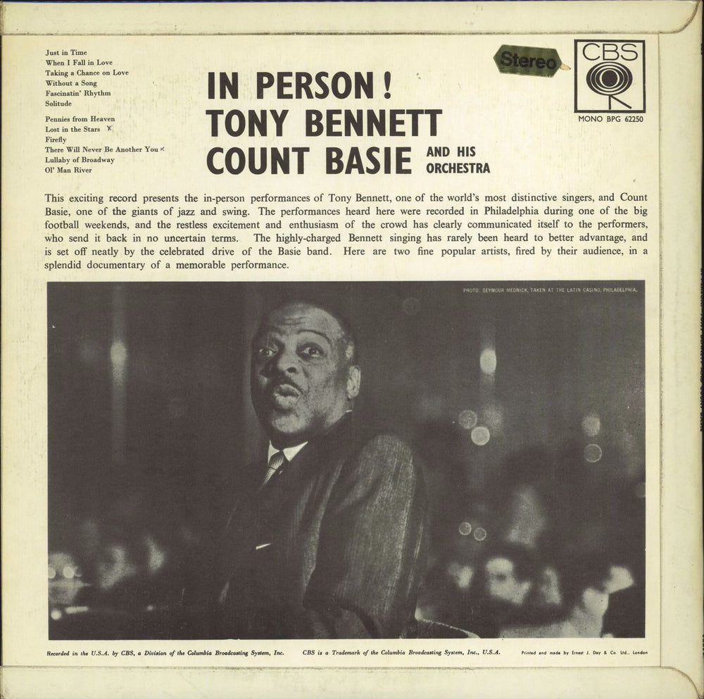 Tony Bennett & Count Basie In Person! UK vinyl LP album (LP record)