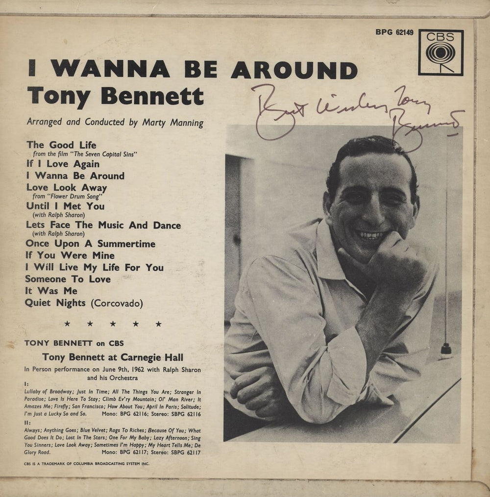 Tony Bennett I Wanna Be Around - Autographed UK vinyl LP album (LP record) BPG62149