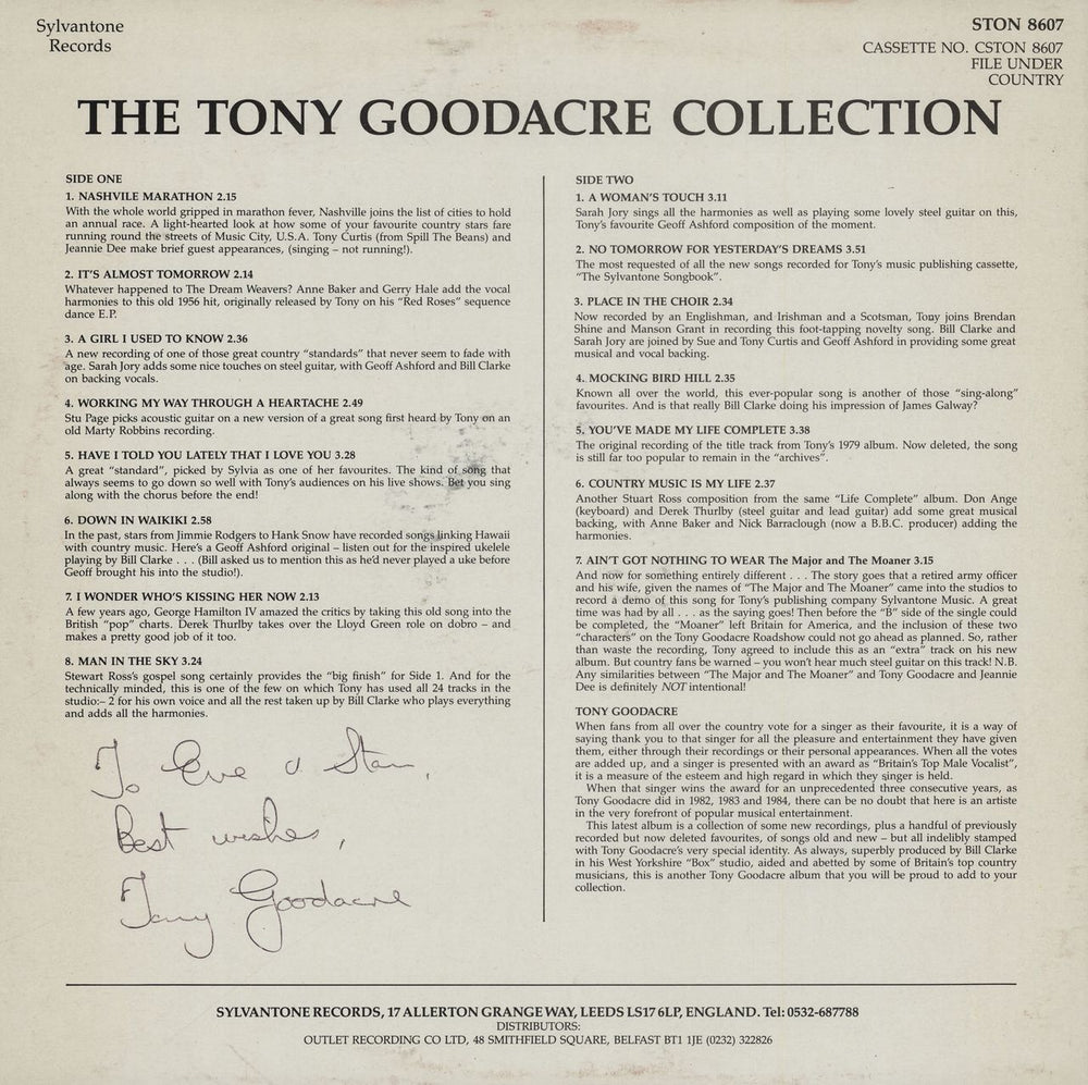 Tony Goodacre The Tony Goodacre Collection - Autographed Irish vinyl LP album (LP record)