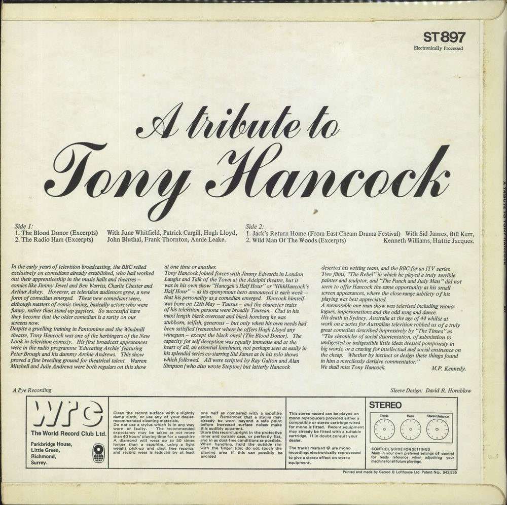 Tony Hancock A Tribute To Tony Hancock UK vinyl LP album (LP record)