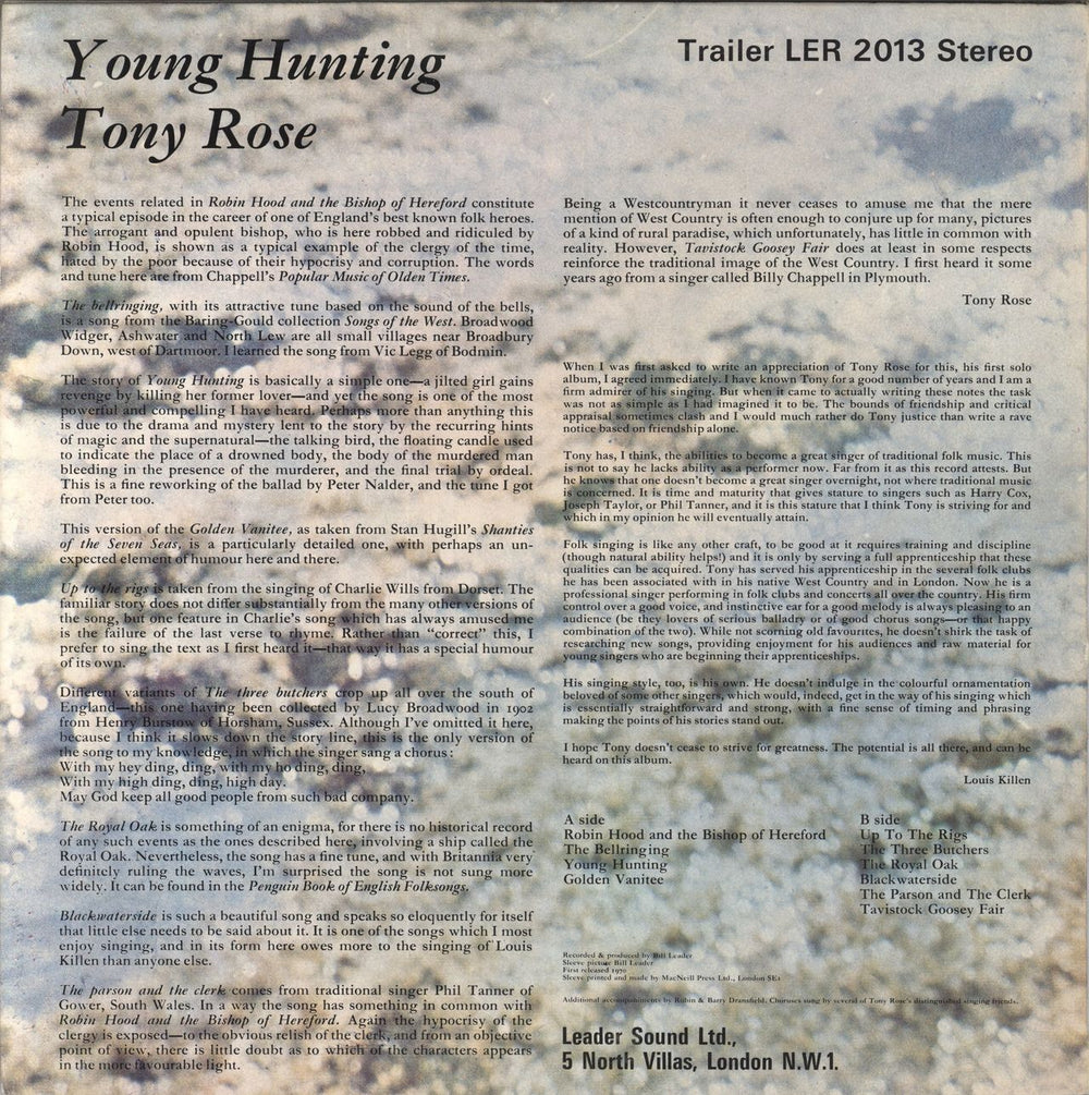 Tony Rose Young Hunting UK vinyl LP album (LP record)