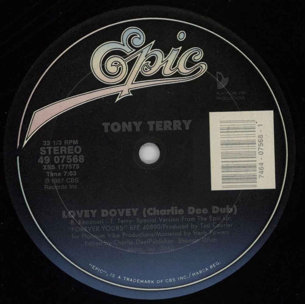 Tony Terry Lovey Dovey US 12" vinyl single (12 inch record / Maxi-single)