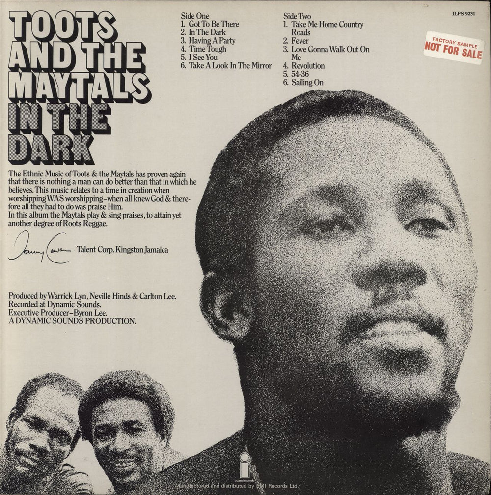 Toots & The Maytals In The Dark UK vinyl LP album (LP record)