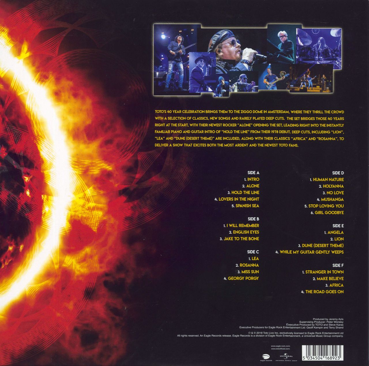 ventilation Afskedige bagværk Toto 40 Tours Around The Sun - 180gm Orange Vinyl UK 3-LP vinyl set —  RareVinyl.com