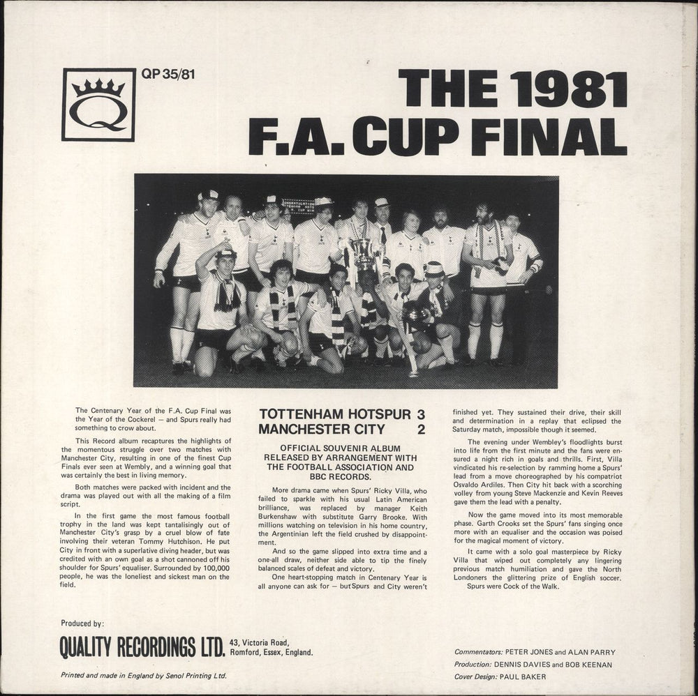 Tottenham Hotspur FC Year Of The Cockerel - 1981 Centenary F.A. Cup Final UK vinyl LP album (LP record)